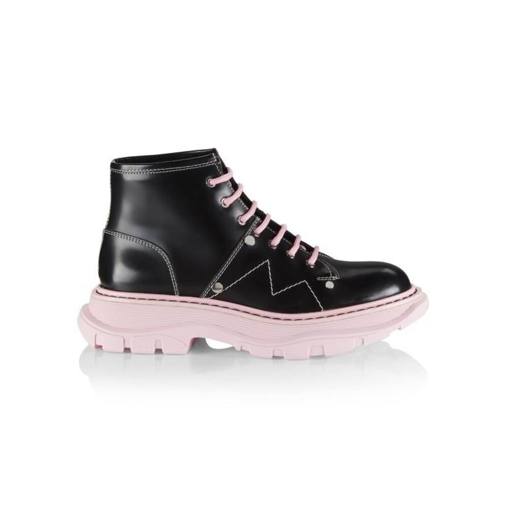 Alexander McQueen Womens Hybrid Combat Boot Pink Black Lace Up 36.5 US 6.5 $990